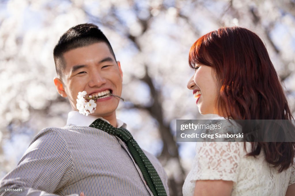 Man Biting Flower While Dancing Tango