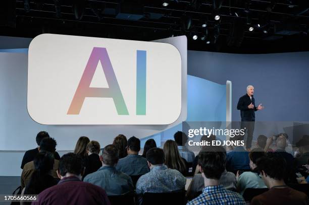 Rick Osterloh, Google's senior vice president, Devices & Services, speaks during a product launch event for the Google Pixel 8, and Pixel 8 pro...