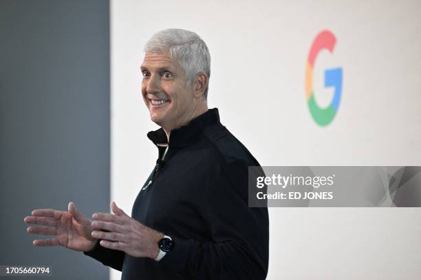 Rick Osterloh, Google's senior vice president, Devices & Services, speaks during a product launch event for the Google Pixel 8, and Pixel 8 pro...