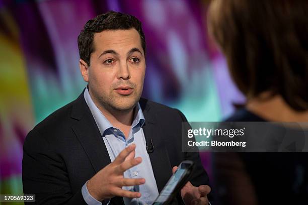 Aron Schwarzkopf, chief executive officer of Leaf, speaks during a Bloomberg Television interview in New York, U.S., on Friday, June 14, 2013. Leaf...