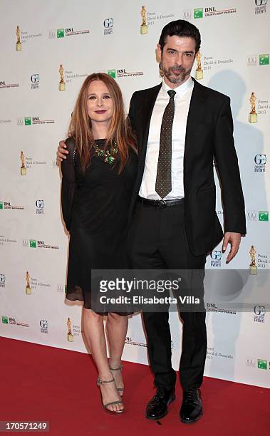 Actress Sabrina Knaflitz and actor Alessandro Gassman attend 2013 Premi David di Donatello Ceremony Awards at Dear RAI Studios on June 14, 2013 in...