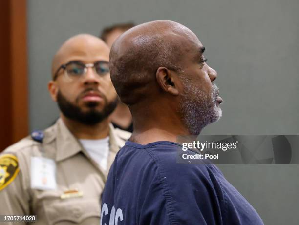 Duane Davis appears in court at the Regional Justice Center, on October 4, 2023 in Las Vegas, Nevada. A Nevada grand jury indicted Davis in Shakur's...
