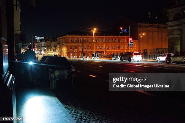 People walking down the street in the evening on September 5, 2023 in Kyiv, Ukraine. Residents of the city continue to go about their daily lives...