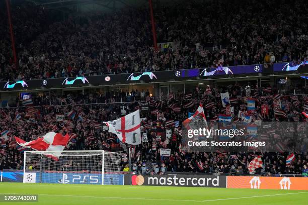 Supporters of PSV during the UEFA Champions League match between PSV v Sevilla at the Philips Stadium on October 3, 2023 in Eindhoven Netherlands