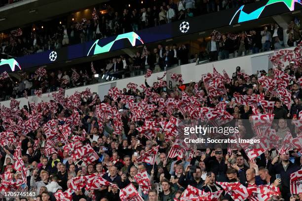 Supporters of PSV during the UEFA Champions League match between PSV v Sevilla at the Philips Stadium on October 3, 2023 in Eindhoven Netherlands