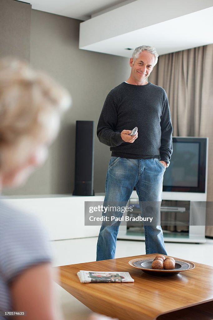 Mature couple in living room