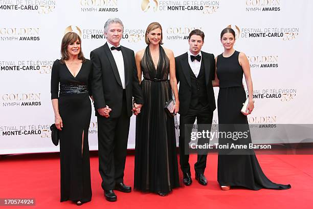 Linda Gray, Patrick Duffy, Brenda Strong, Josh Henderson and Julie Gonzalo attend the closing ceremony of the 53rd Monte Carlo TV Festival on June...