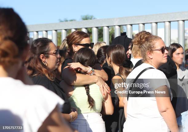 Parents and relatives of students at the gates of the Elena Garcia Armada Secondary School in Jerez de la Frontera where a minor has injured teachers...