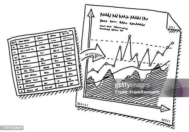 from table to chart drawing - spreadsheet stock illustrations
