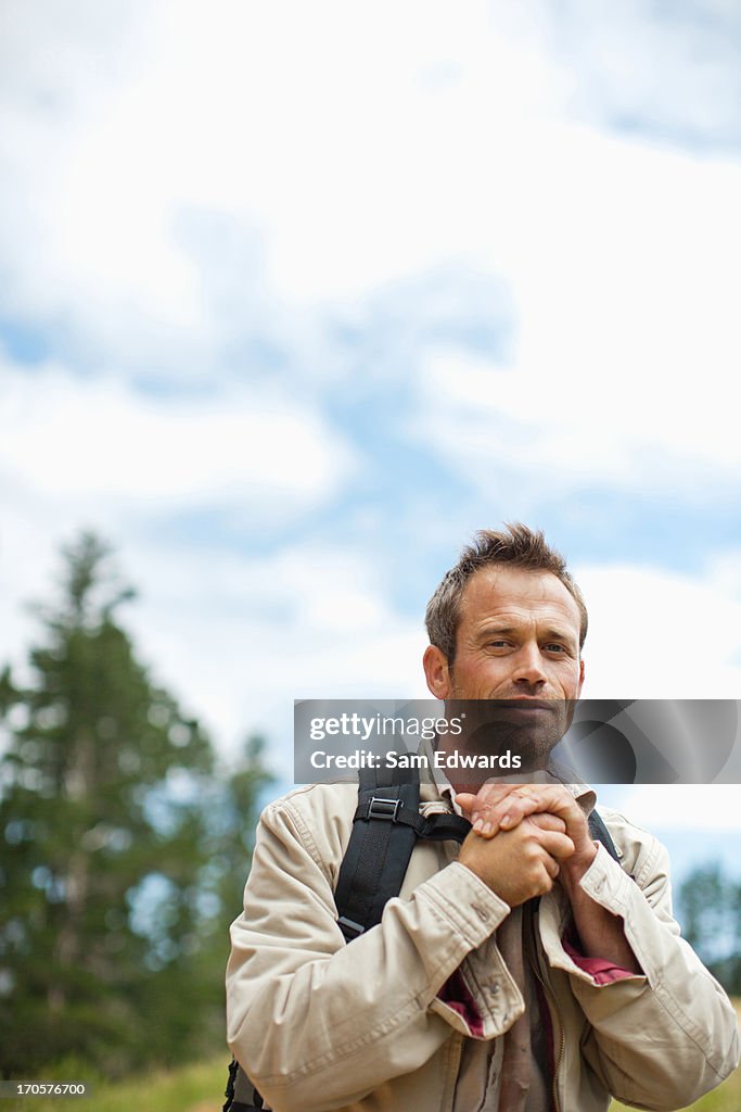 Man hiking near remote area