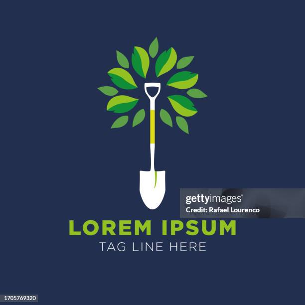 nature shovel green spade symbol icon design template - gardening stock illustrations