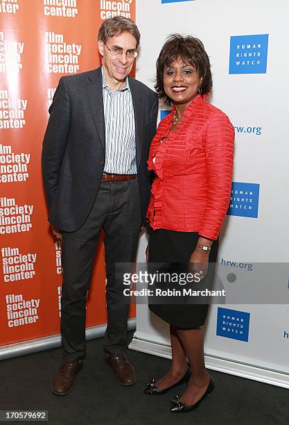 Executive director of Human Rights Watch Kenneth Roth and professor Anita Hill attend the "Anita" Premiere during the 2013 Human Rights Watch Film...