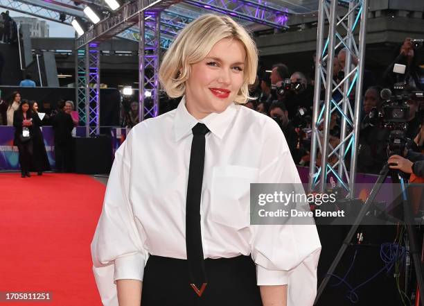 Emerald Fennell attends the Opening Night Gala Screening of "Saltburn" during the 67th BFI London Film Festival at The Royal Festival Hall on October...