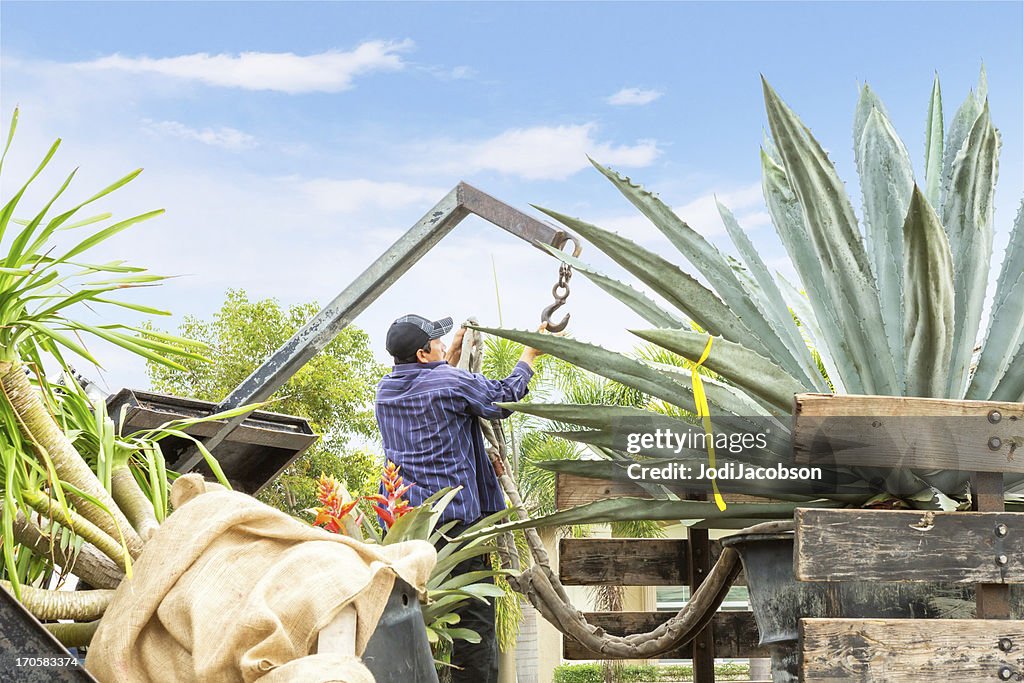 Landscaing truck with plants