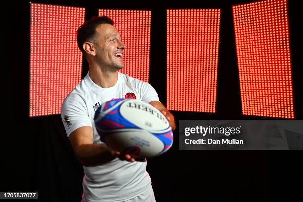 Danny Care of England poses for a portrait during the England Rugby World Cup 2023 Squad photocall on September 02, 2023 in Le Touquet-Paris-Plage,...