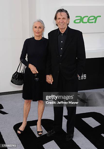 Actors Susan Bay and Leonard Nimoy arrive at the Los Angeles premiere of 'Star Trek: Into Darkness' at Dolby Theatre on May 14, 2013 in Hollywood,...