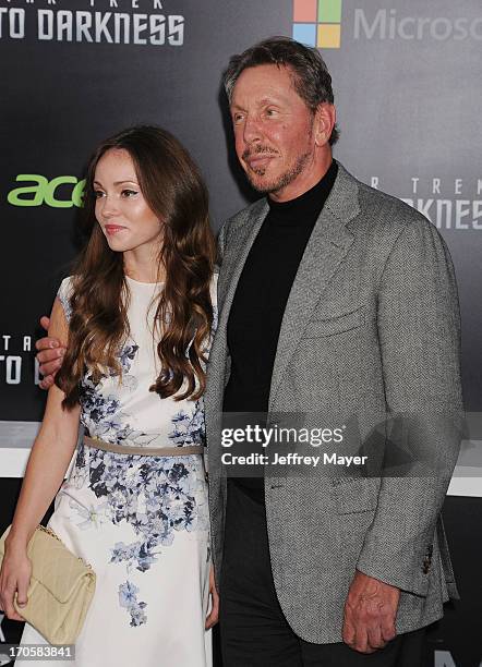 Chief executive of Oracle Corporation Larry Ellison and Nikita Kahn arrive at the Los Angeles premiere of 'Star Trek: Into Darkness' at Dolby Theatre...