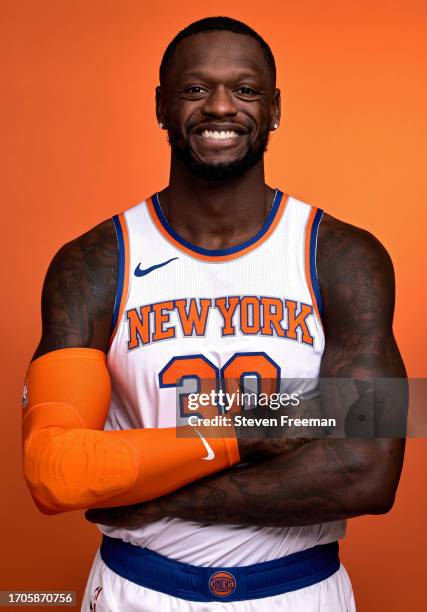 Julius Randle of the New York Knicks poses for a portrait during 2023-24 NBA Media Day at The Knicks Training Center on October 2, 2023 in Tarrytown,...