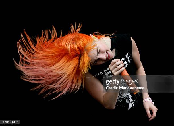 Hayley Williams of Paramore performs at Day 1 of Pinkpop at Megaland on June 14, 2013 in Landgraaf, Netherlands.