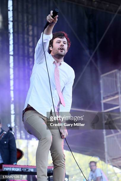 Michael Angelakos of Passion Pit performs during the 2013 Bonnaroo Music & Arts Festival on June 14, 2013 in Manchester, Tennessee.