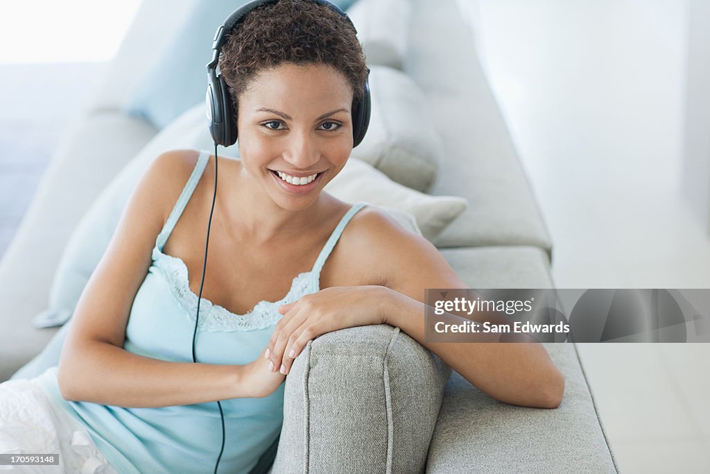 Woman listening to music