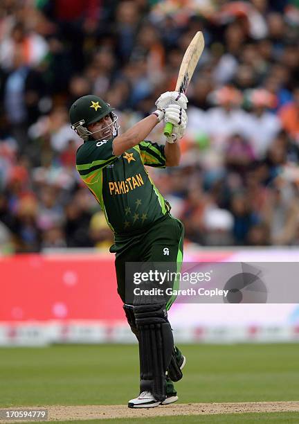 Kamran Akmal of Pakistan bats during the ICC Champions Trophy match between India and Pakiatan at Edgbaston on June 15, 2013 in Birmingham, England.