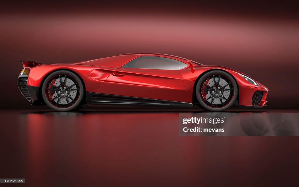 Side profile of sleek, modern super car