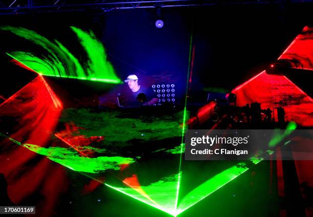 Producer Derek Vincent Smith performs during the 2013 Bonnaroo Music & Arts Festival on June 14, 2013 in Manchester, Tennessee.