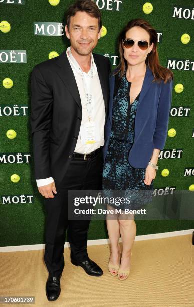 Dougray Scott and Claire Forlani attend The Moet & Chandon Suite at The Aegon Championships, Queens Club Semi-Finals, on June 15, 2013 in London,...