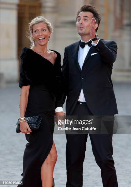 Chloe Bollore and Yannick Bollore arrive at the Palace of Versailles ahead of the State Dinner held in honor of King Charles III and Queen Camilla in...