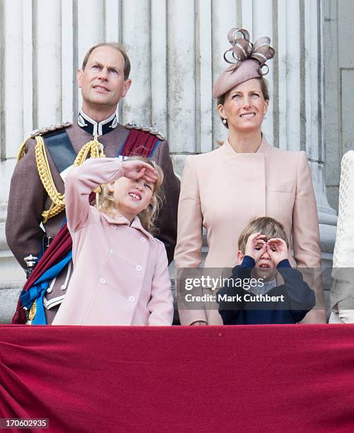 Prince Edward, Earl of Wessex and Sophie, Countess of Wessex, Countess of Wessex with James Viscount Severn and Lady Louise Windsor during the annual...