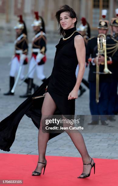 Charlotte Gainsbourg arrives at the Palace of Versailles ahead of the State Dinner held in honor of King Charles III and Queen Camilla in the Hall of...