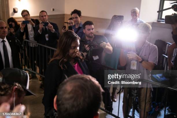 Letitia James, New York's attorney general, arrives at New York State Supreme Court in New York, US, on Wednesday, Oct. 4, 2023. Donald Trump is...