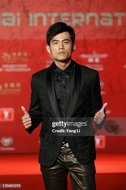 Taiwanese singer, actor and director Jay Chou arrives at the opening ceremony of the 16th Shanghai International Film Festival at Shanghai Culture...