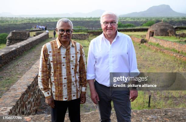 October 2023, Cape Verde, Cidade Velha: German President Frank-Walter Steinmeier and José Maria Pereira Neves, President of Cape Verde, visit the...