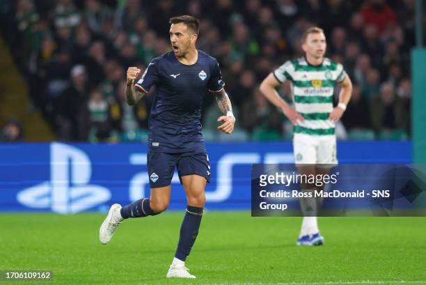 Lazio's Matias Vecino celebrates after making it 1-1 during a UEFA Champions League match between Celtic and Lazio at Celtic Park, on October 04 in...