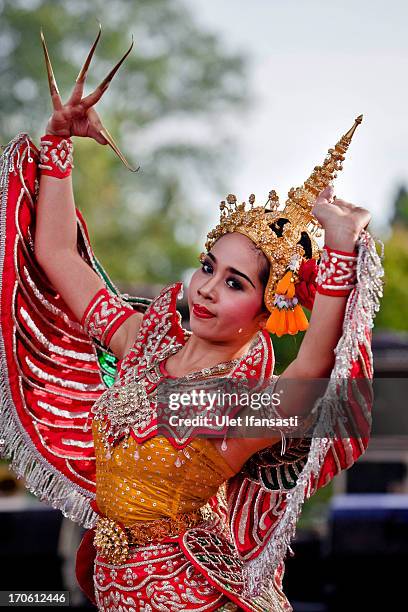 Thailand dancer performs the Manohara dance during the Borobudur International Festival 2013 on June 15, 2013 in Magelang, Indonesia. Borodopur...