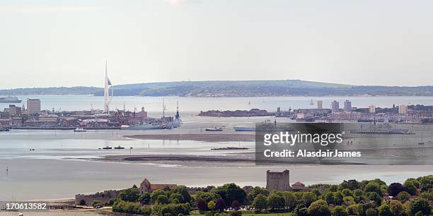 portsmouth from portsdown hill - portsmouth england stock pictures, royalty-free photos & images
