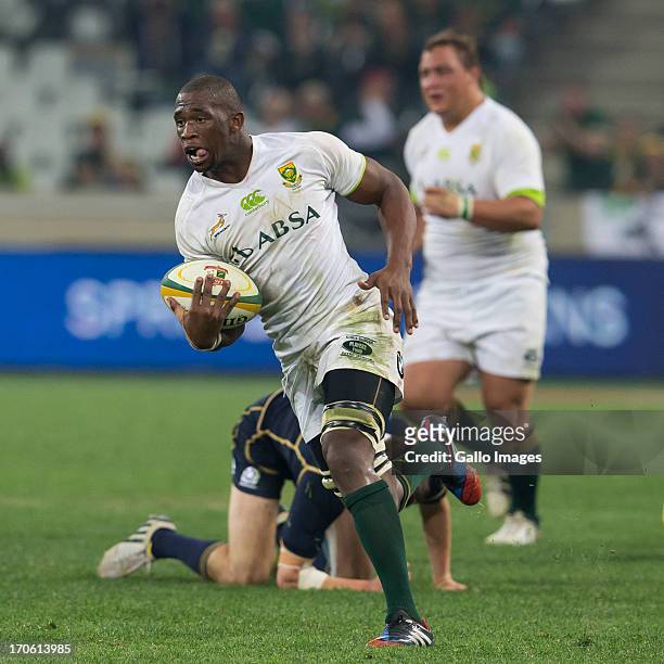Siya Kolisi from South Africa during the Castle Larger Incoming Tour match between South Africa and Scotland at Mbombela Stadium on June 15, 2013 in...