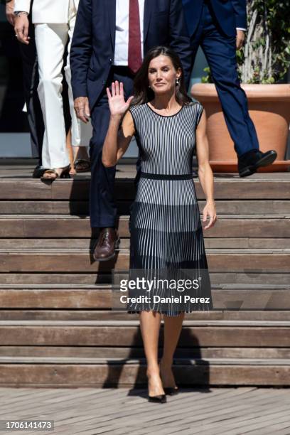 Queen Letizia of Spain attends "2nd International Conference on Human Trafficking" on September 28, 2023 in Malaga, Spain.