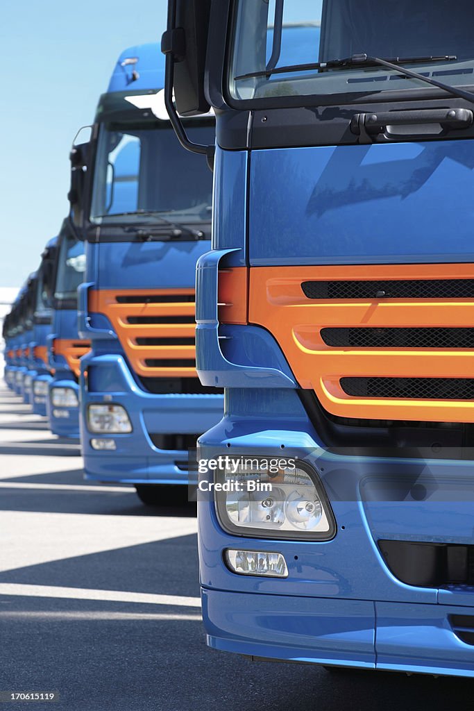 Row of Semi Trucks