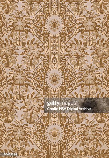 an antique textile background in brown  - tapestry stock illustrations