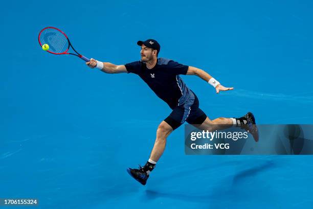 Andy Murray of Great Britain returns a shot in the Men's Singles Round of 32 match against Alex De Minaur of Australia on day three of 2023 China...