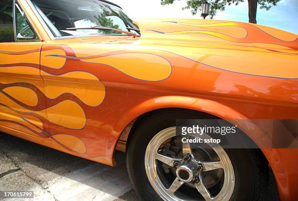 flames - american muscle car stock-fotos und bilder