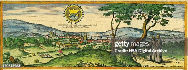 oxford old view - the eagle and child pub stock illustrations