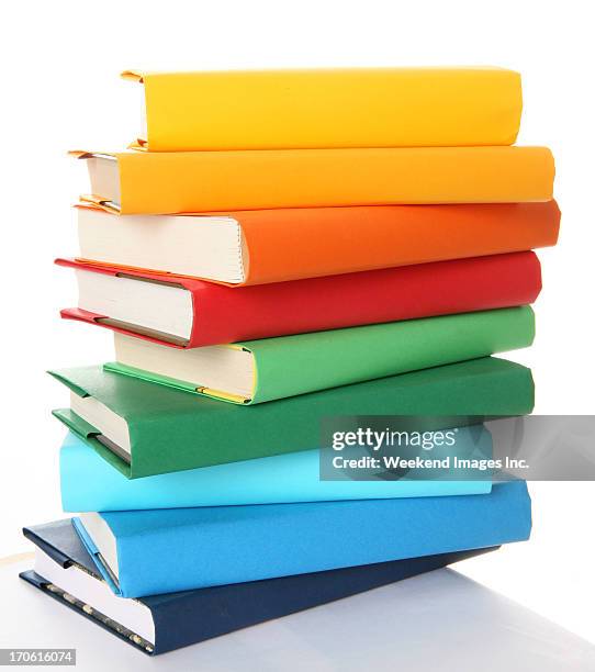 books - pile of books white background stockfoto's en -beelden
