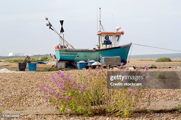 fishing boat on beach, england - aldeburgh stock pictures, royalty-free photos & images