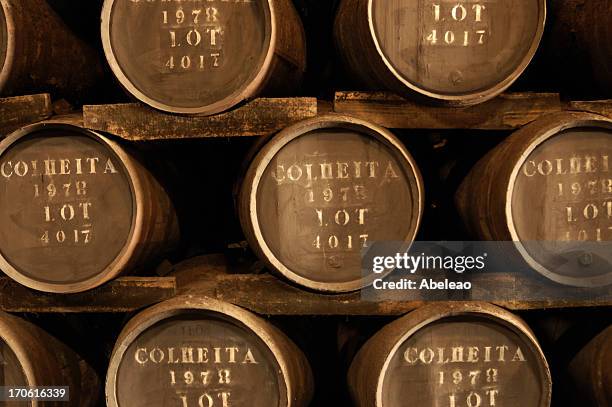 wine barrels ( port ) - port wine stock pictures, royalty-free photos & images