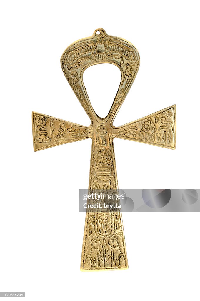 Close-up of Egyptian  Ankh cross isolated on white