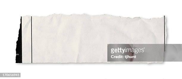 a single piece of torn newspaper on a white background - newspaper stock pictures, royalty-free photos & images